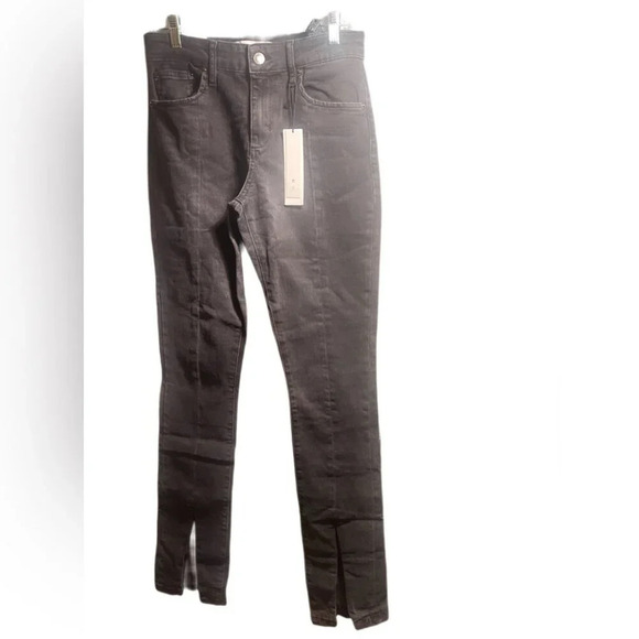 NWT Zara The Olivia split hem straight edge black stylish trendy 2 pckt jeans 6 - Picture 2 of 4
